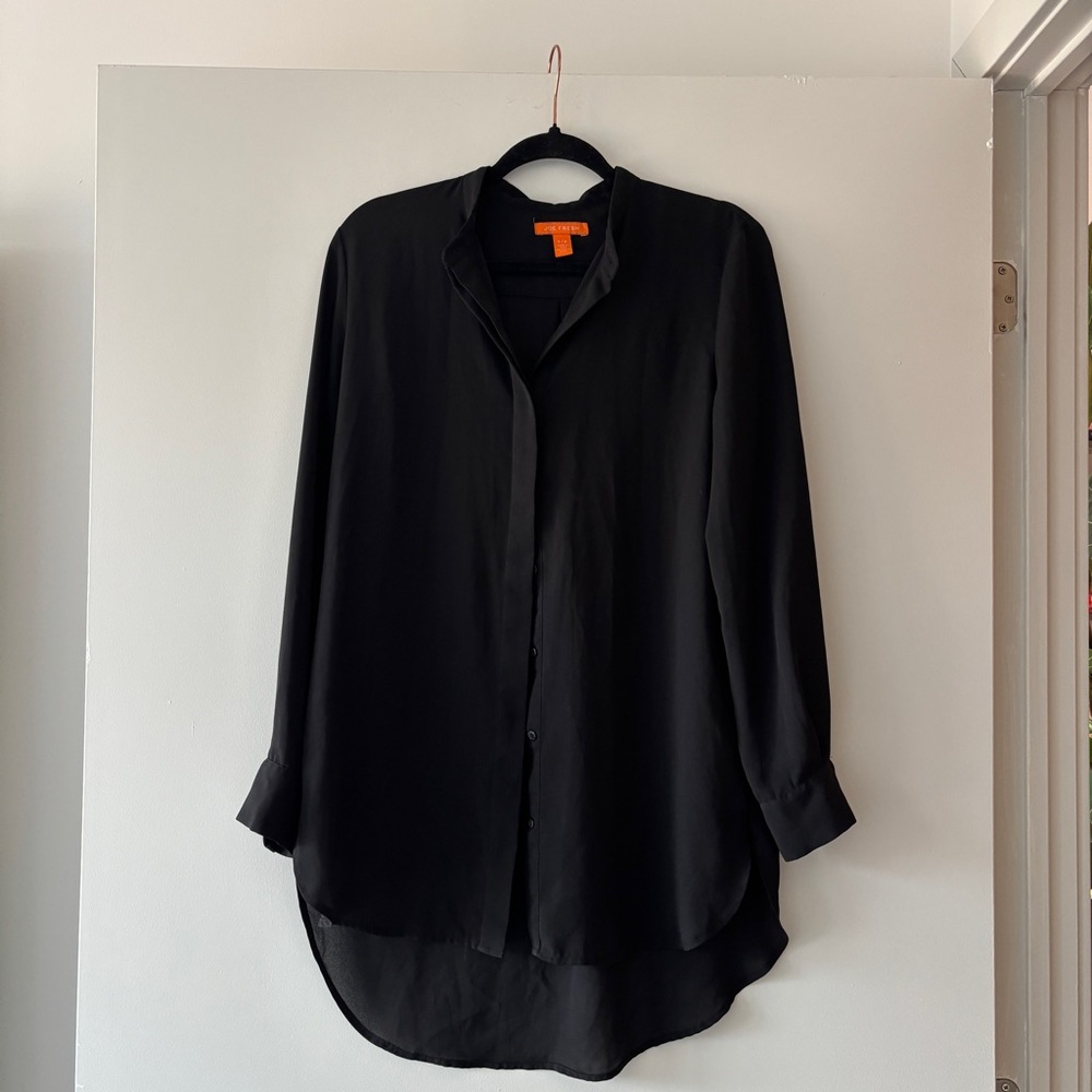 Black Button-Up Long Shirt